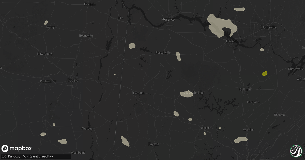 Hail map in Hackleburg, AL on July 1, 2026