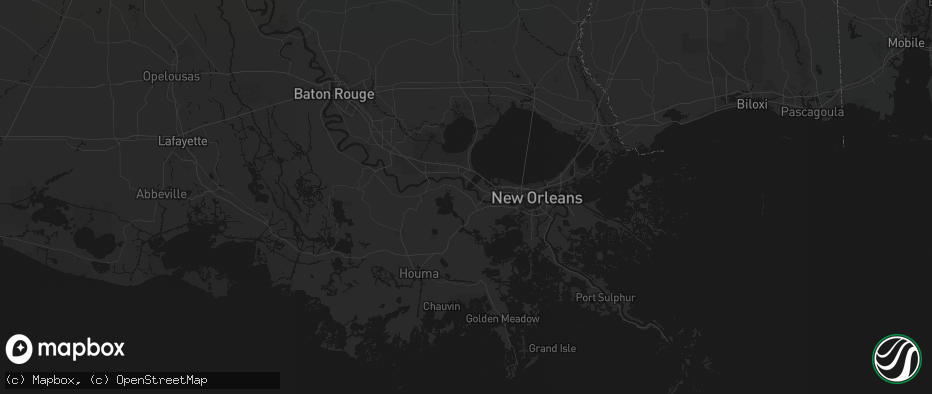 Hail map in Hahnville, LA on July 1, 2026