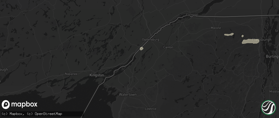 Hail map in Hammond, NY on July 1, 2026