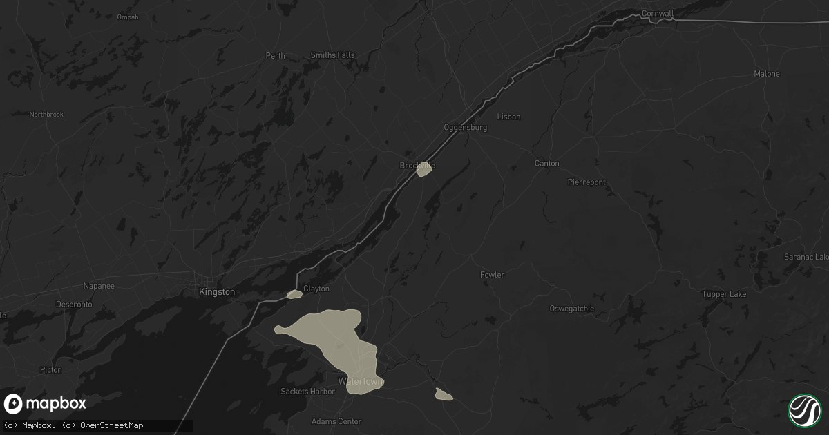 Hail map in Hammond, NY on July 1, 2026