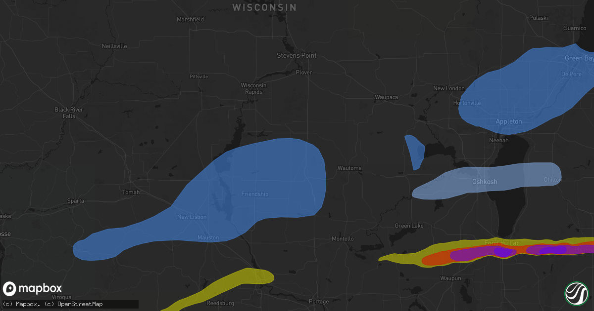 Hail map in Hancock, WI on July 1, 2026