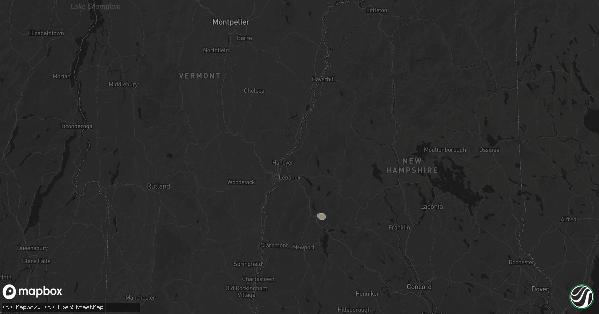 Hail map in Hanover, NH on July 1, 2026