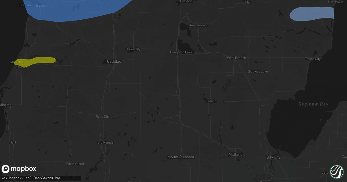 Hail map in Harrison, MI on July 1, 2026