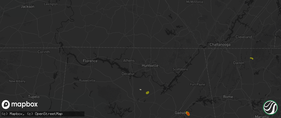 Hail map in Harvest, AL on July 1, 2026