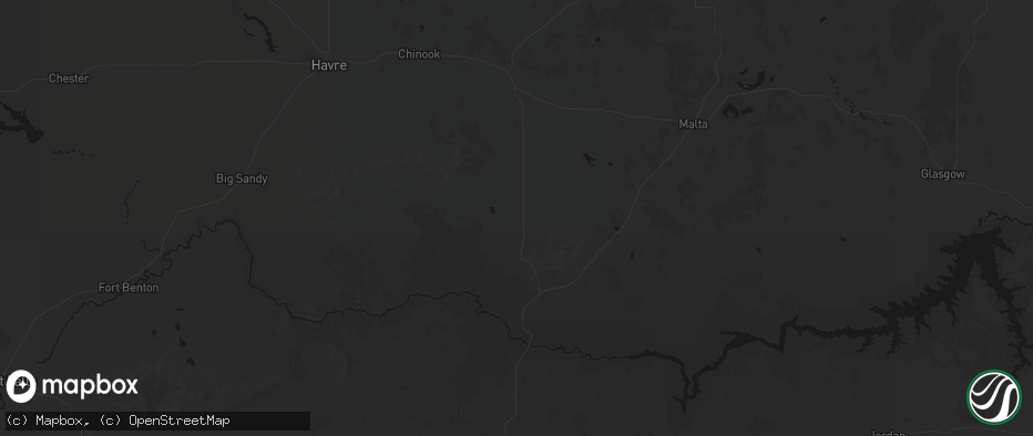 Hail map in Hays, MT on July 1, 2026