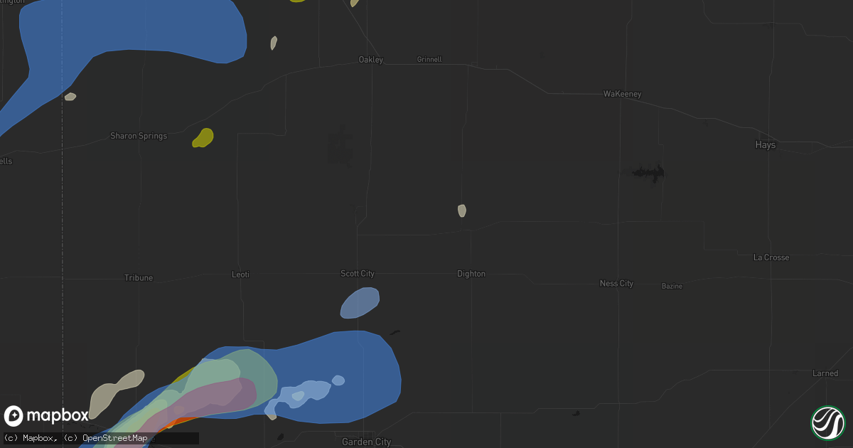 Hail map in Healy, KS on July 1, 2026