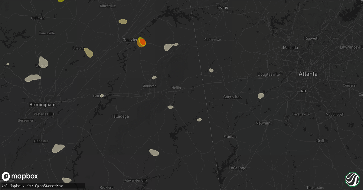 Hail map in Heflin, AL on July 1, 2026