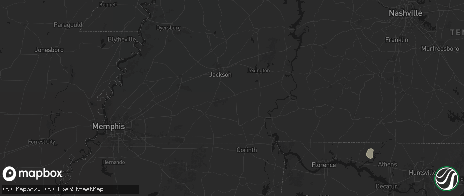 Hail map in Henderson, TN on July 1, 2026