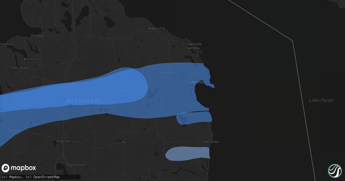 Hail map in Herron, MI on July 1, 2026
