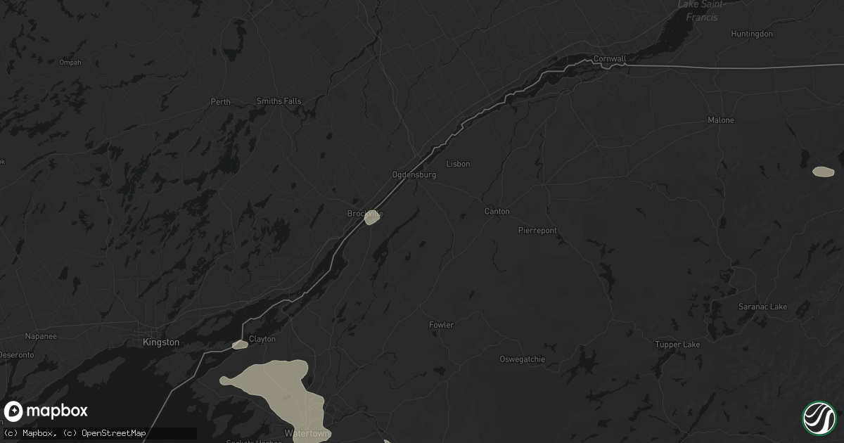 Hail map in Heuvelton, NY on July 1, 2026