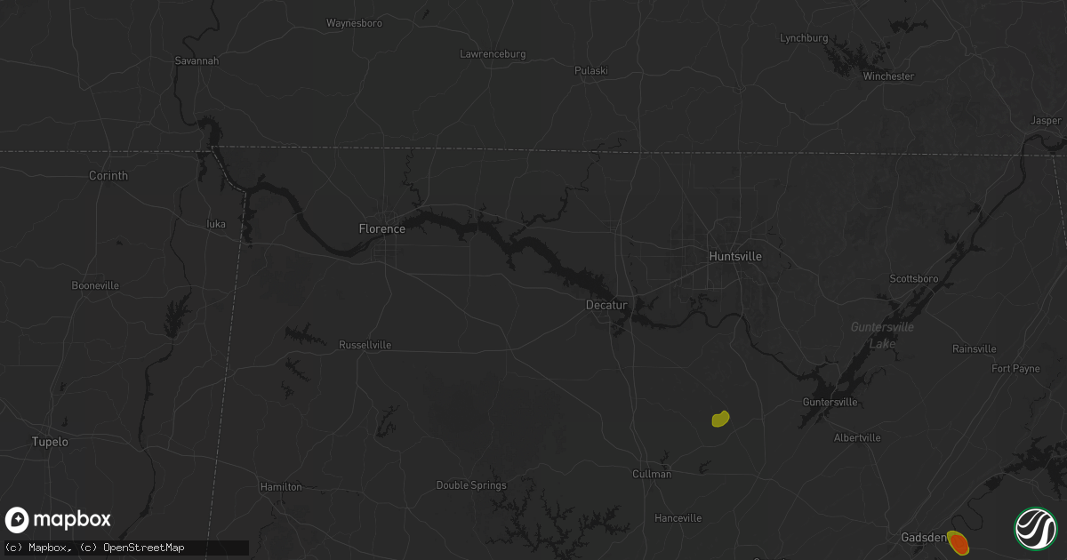 Hail map in Hillsboro, AL on July 1, 2026