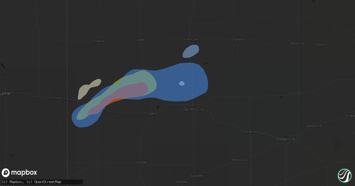 Hail map in Holcomb, KS on July 1, 2026