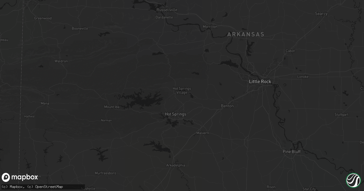 Hail map in Hot Springs Village, AR on July 1, 2026