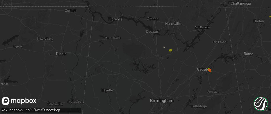 Hail map in Houston, AL on July 1, 2026