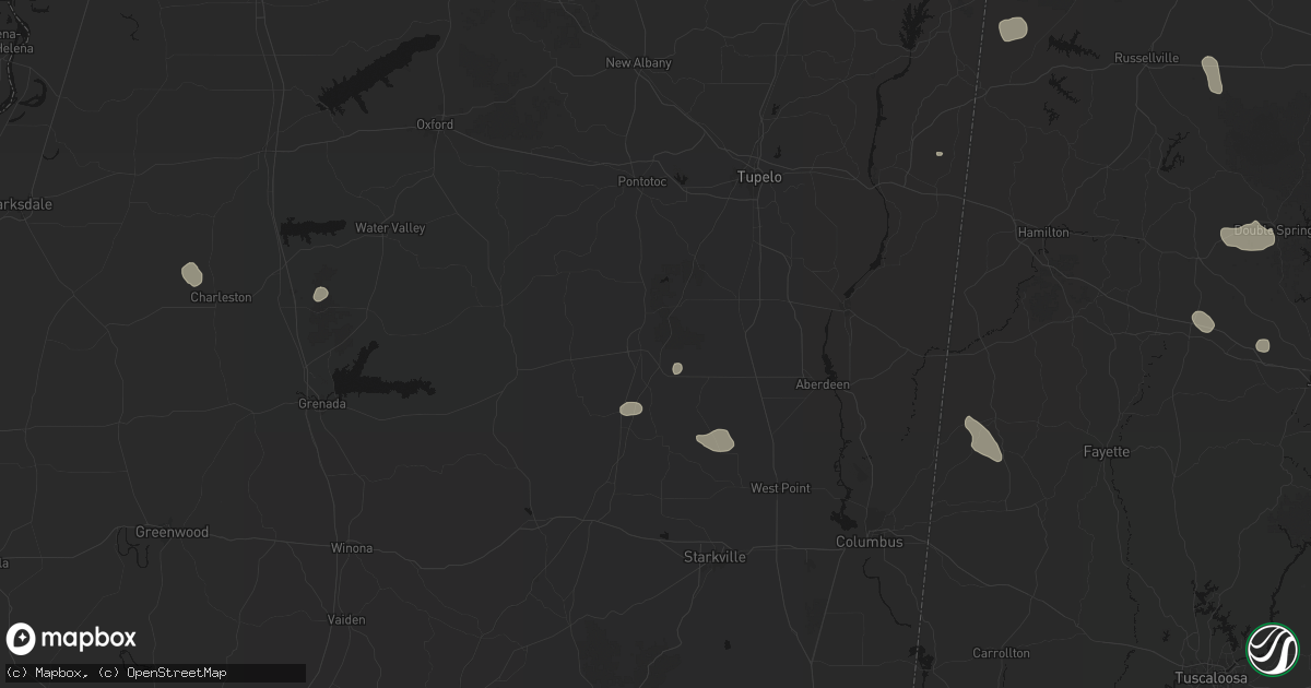 Hail map in Houston, MS on July 1, 2026