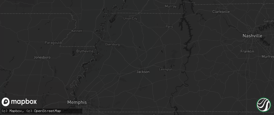 Hail map in Humboldt, TN on July 1, 2026