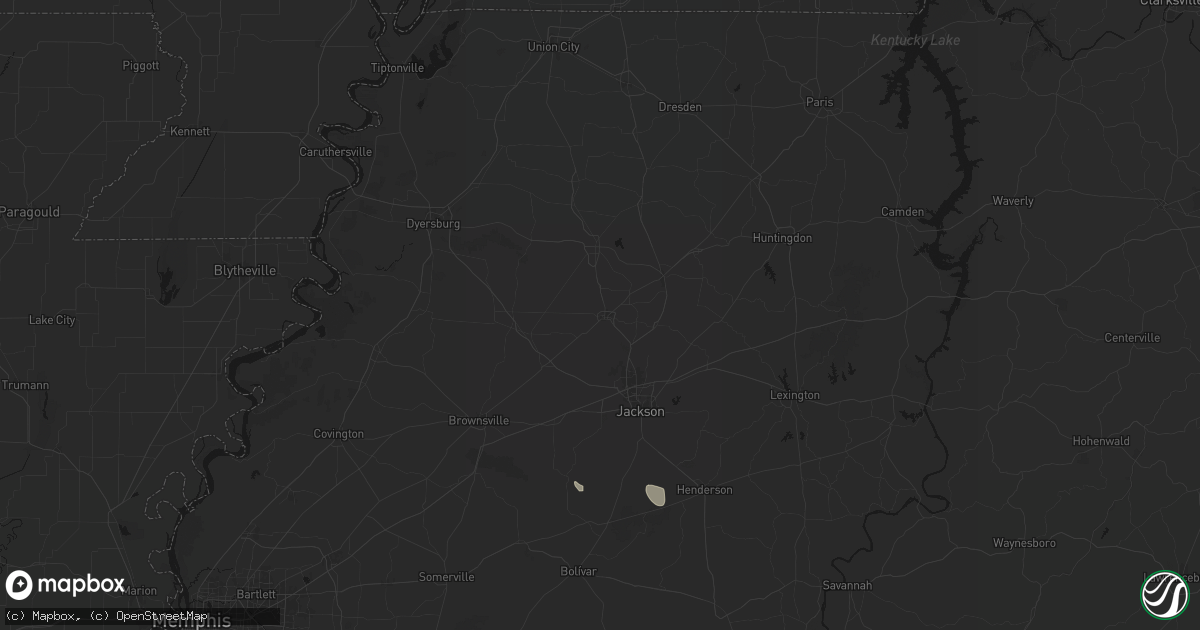 Hail map in Humboldt, TN on July 1, 2026