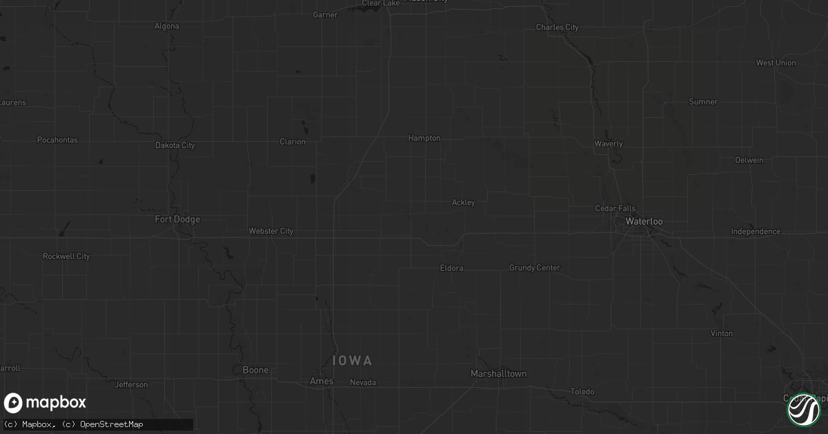 Hail map in Iowa Falls, IA on July 1, 2026