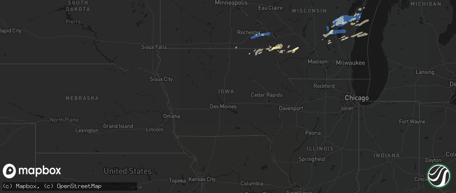 Hail map in Iowa on July 1, 2026