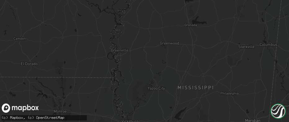 Hail map in Isola, MS on July 1, 2026