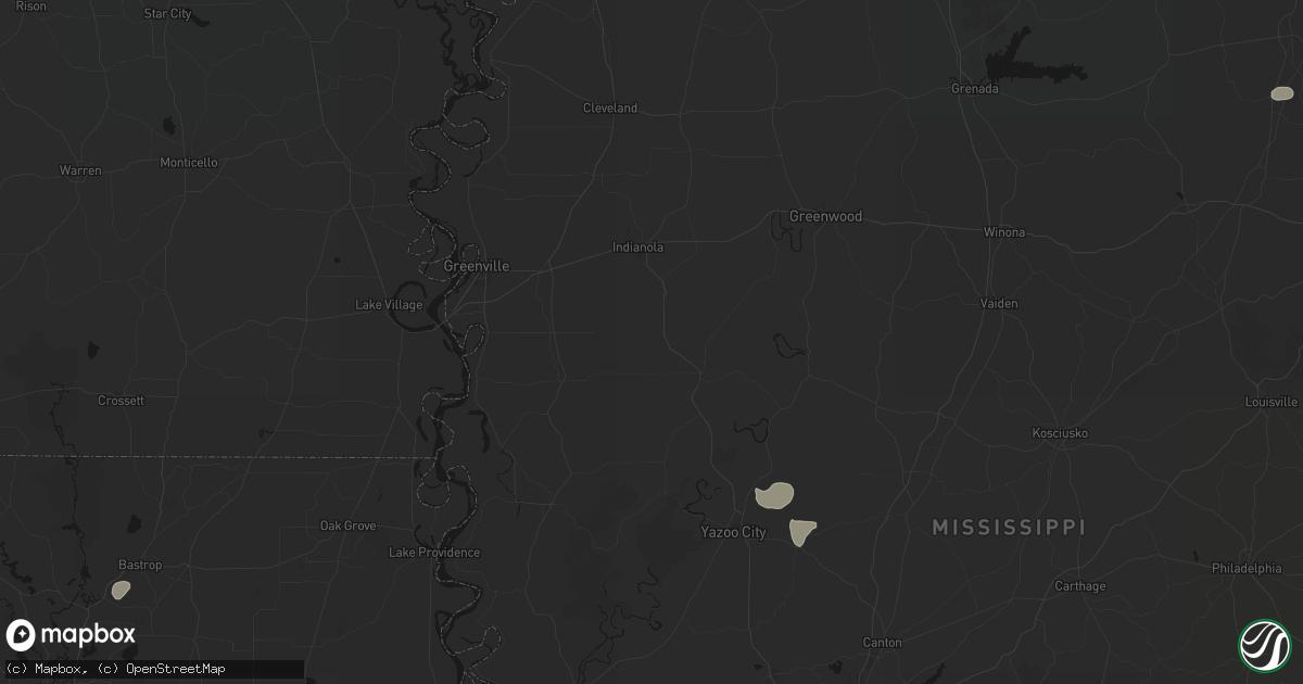Hail map in Isola, MS on July 1, 2026