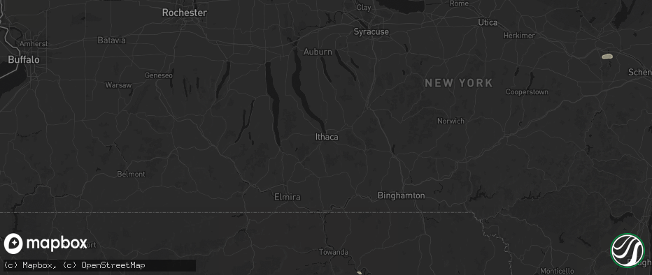 Hail map in Ithaca, NY on July 1, 2026