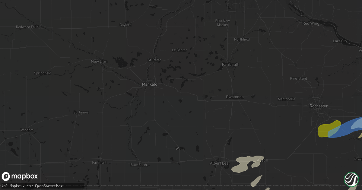 Hail map in Janesville, MN on July 1, 2026