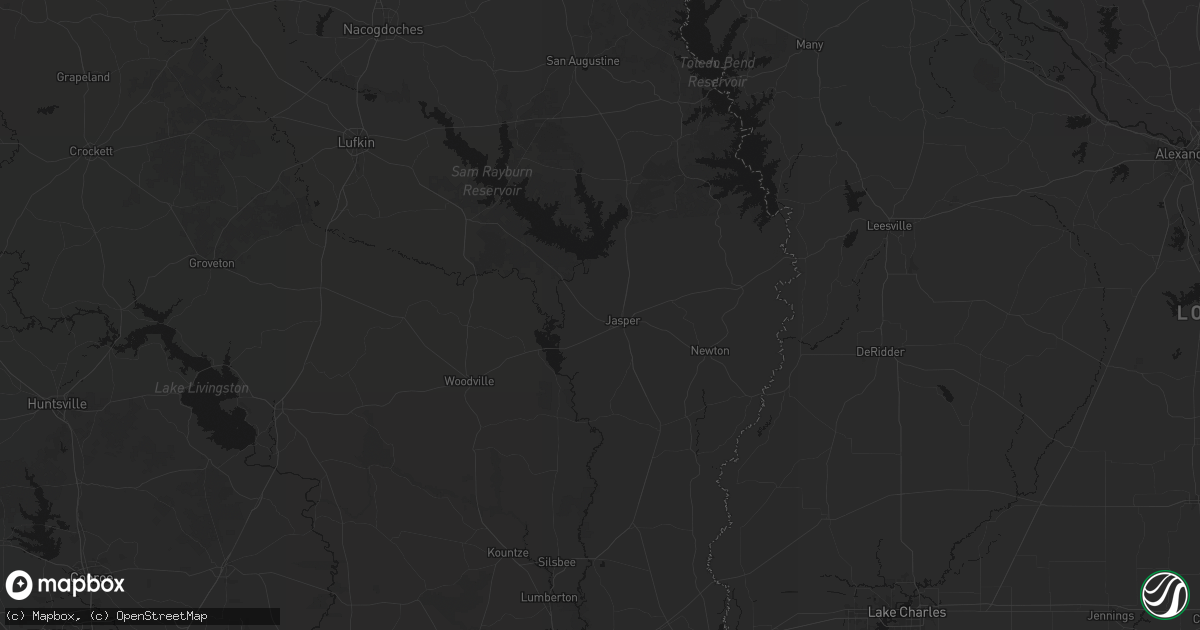Hail map in Jasper, TX on July 1, 2026