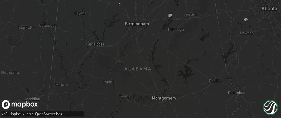 Hail map in Jemison, AL on July 1, 2026