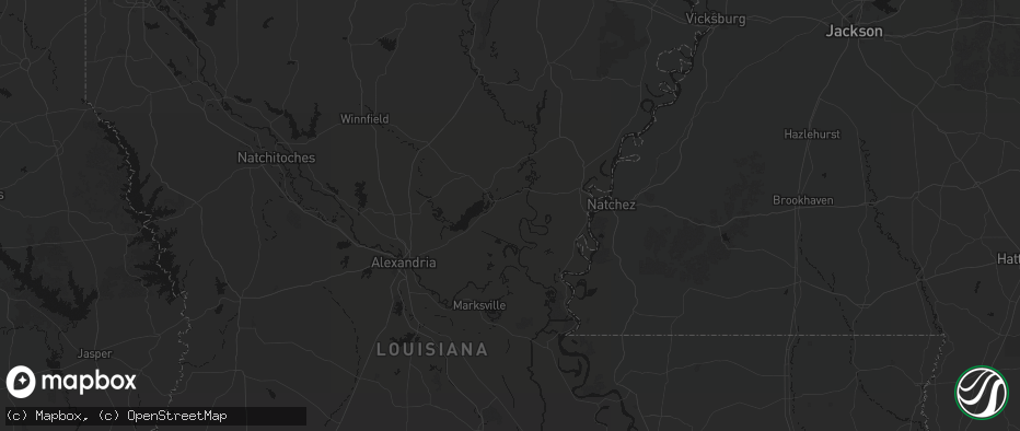 Hail map in Jonesville, LA on July 1, 2026