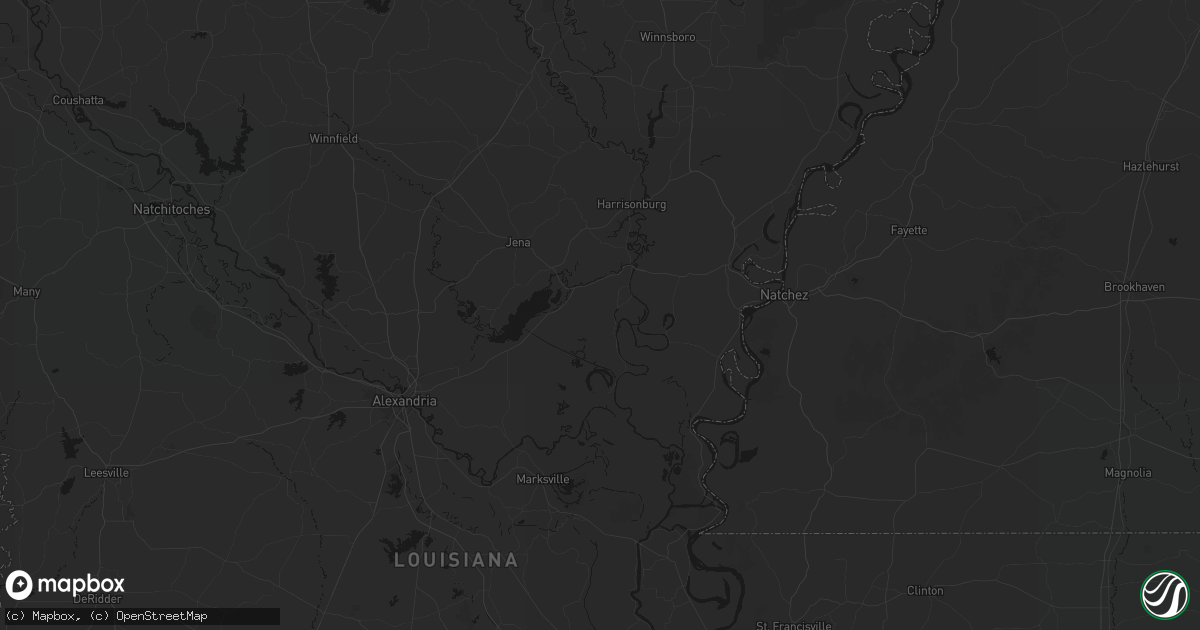Hail map in Jonesville, LA on July 1, 2026