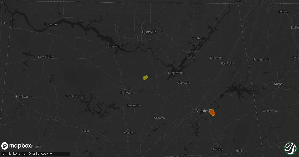 Hail map in Joppa, AL on July 1, 2026