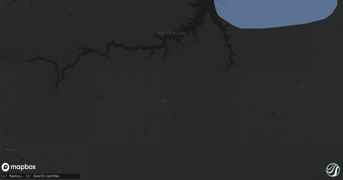 Hail map in Jordan, MT on July 1, 2026