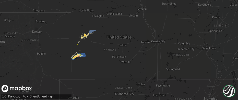 Hail map in Kansas on July 1, 2026