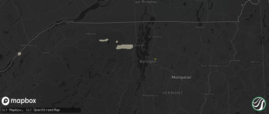Hail map in Keeseville, NY on July 1, 2026