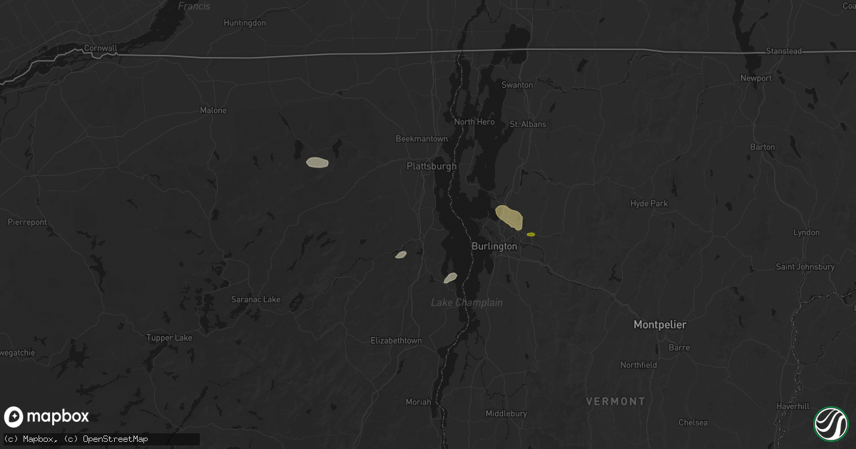 Hail map in Keeseville, NY on July 1, 2026