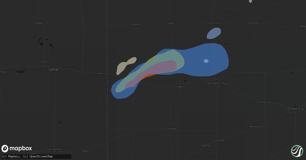 Hail map in Kendall, KS on July 1, 2026
