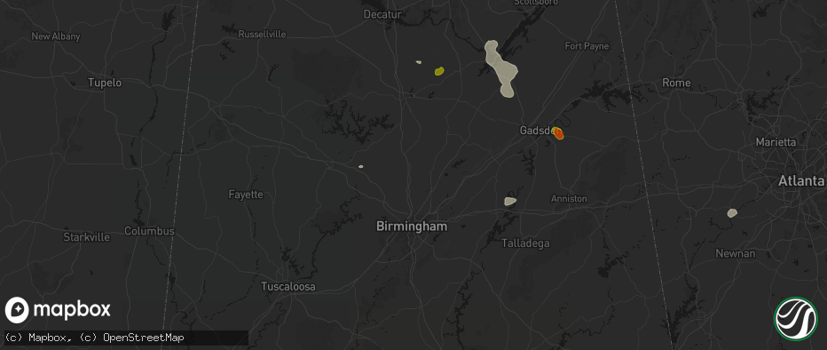 Hail map in Kimberly, AL on July 1, 2026