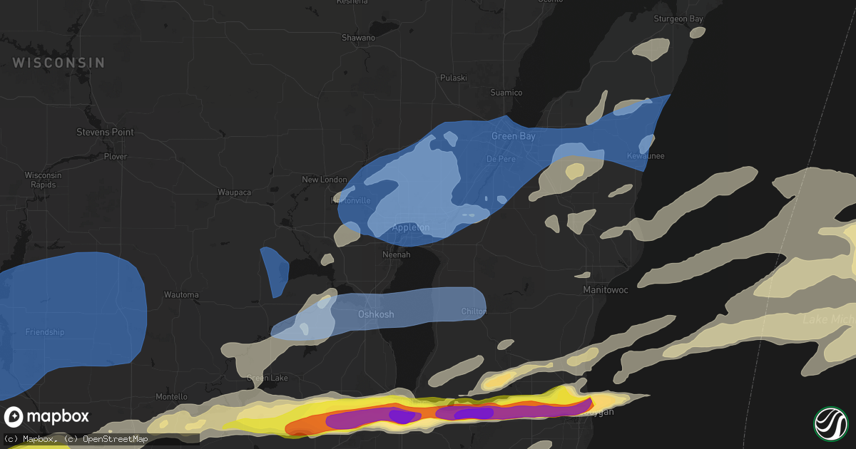 Hail map in Kimberly, WI on July 1, 2026