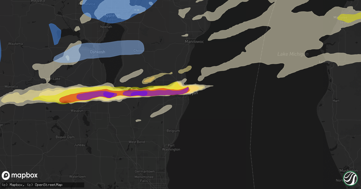 Hail map in Kohler, WI on July 1, 2026
