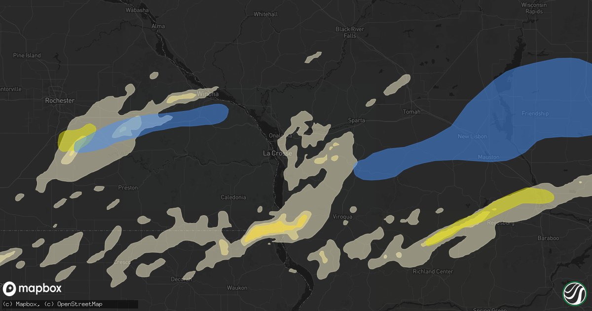 Hail map in La Crosse, WI on July 1, 2026