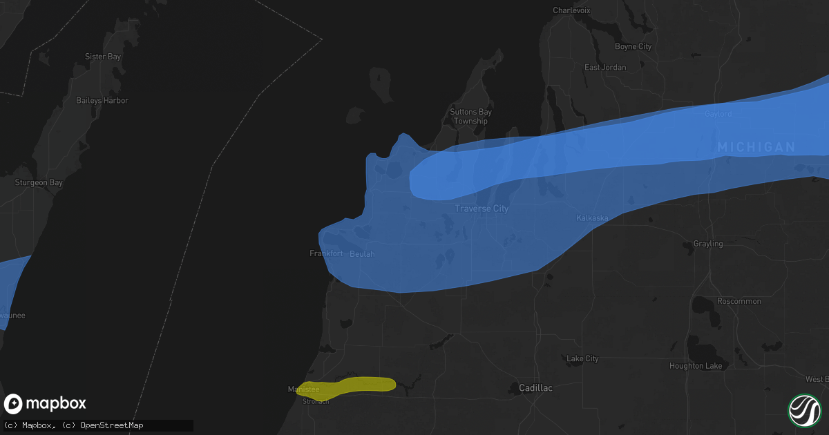 Hail map in Lake Ann, MI on July 1, 2026