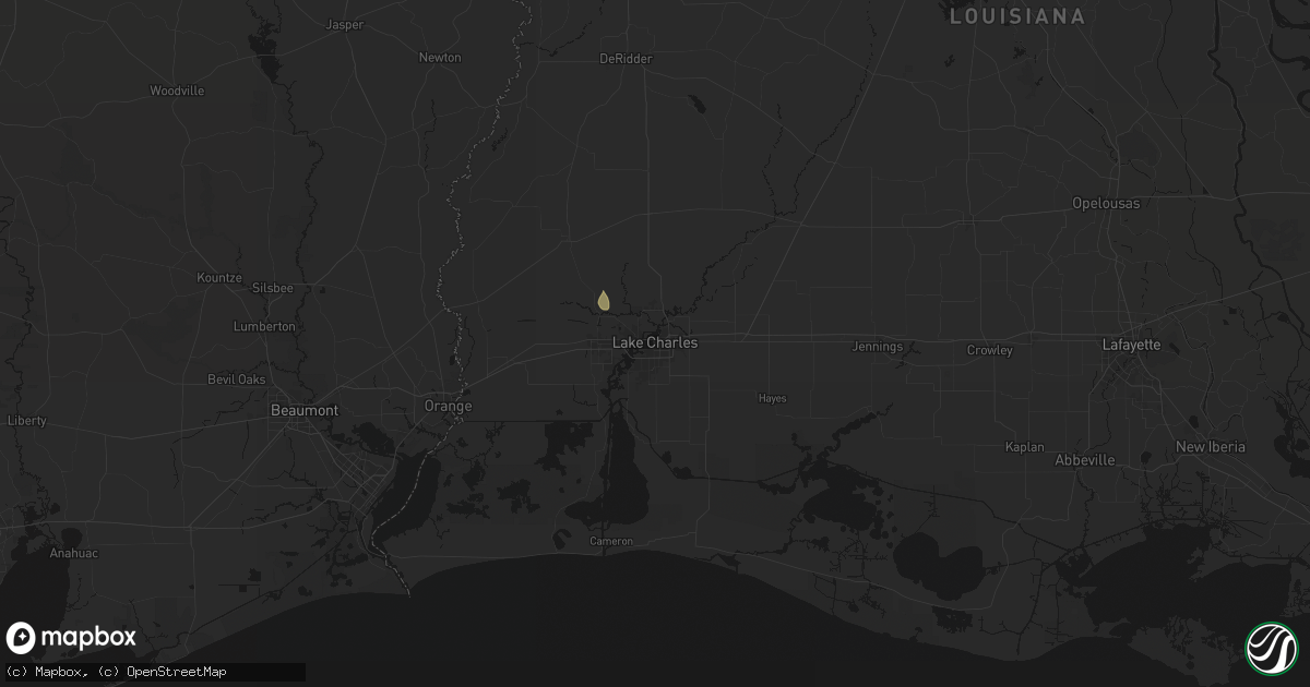 Hail map in Lake Charles, LA on July 1, 2026
