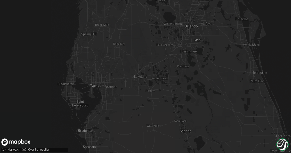 Hail map in Lakeland, FL on July 1, 2026