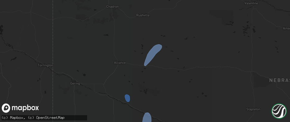 Hail map in Lakeside, NE on July 1, 2026