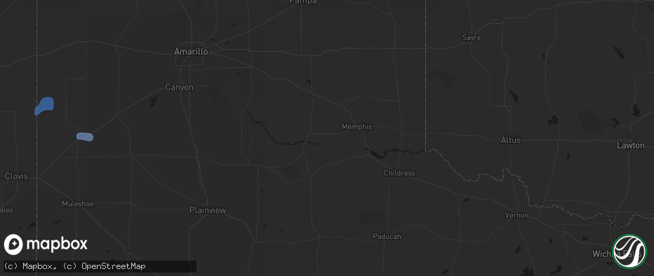 Hail map in Lakeview, TX on July 1, 2026