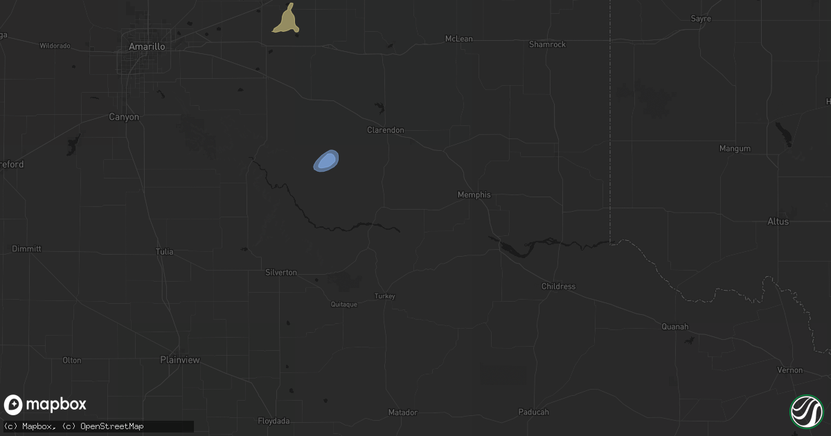 Hail map in Lakeview, TX on July 1, 2026