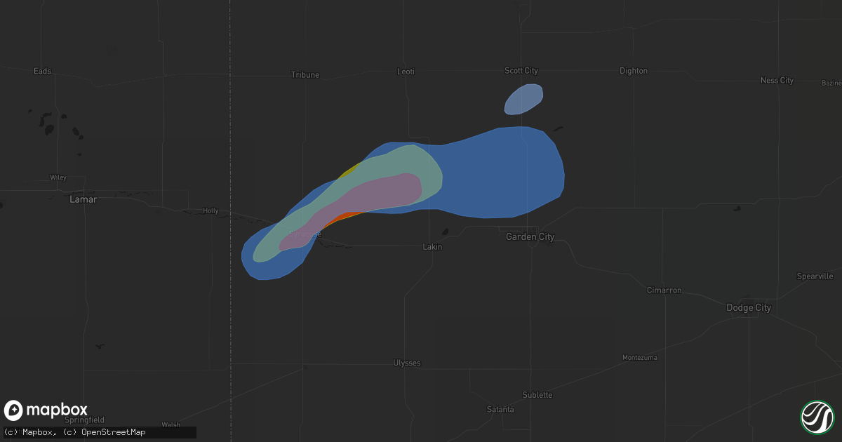 Hail map in Lakin, KS on July 1, 2026