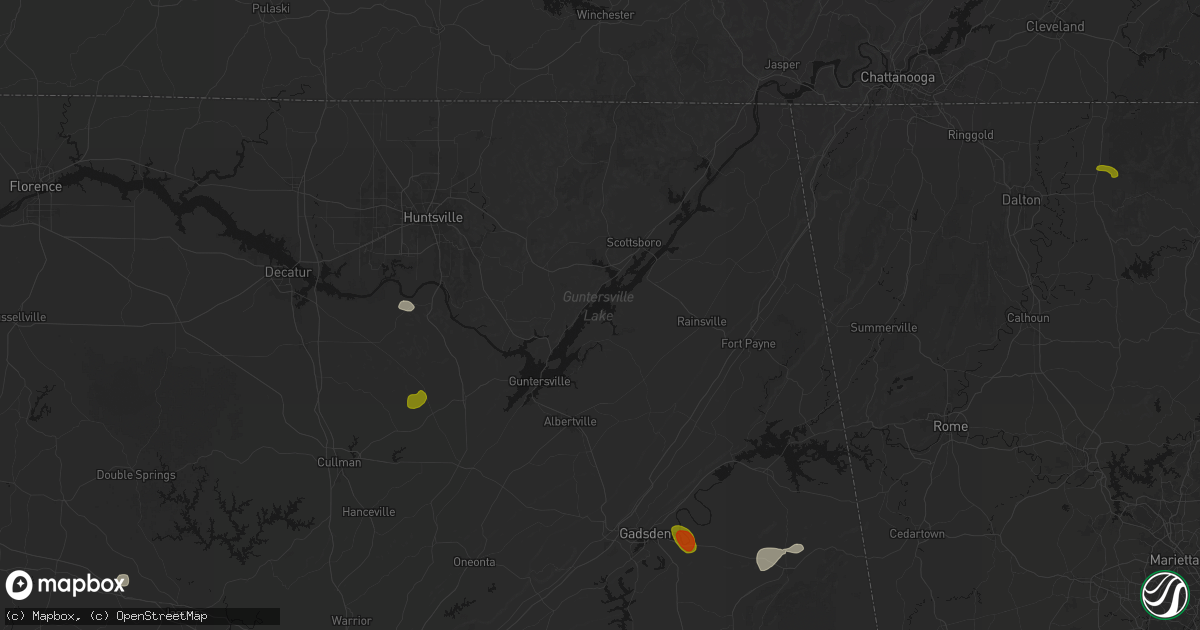 Hail map in Langston, AL on July 1, 2026