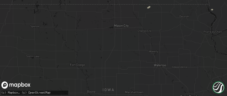 Hail map in Latimer, IA on July 1, 2026
